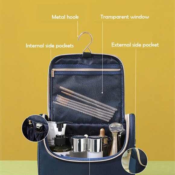 New! Makeup Bag Travel Cosmetic Bag Hand-Portable Large Toiletry Bag Organizer - Picture 5 of 6